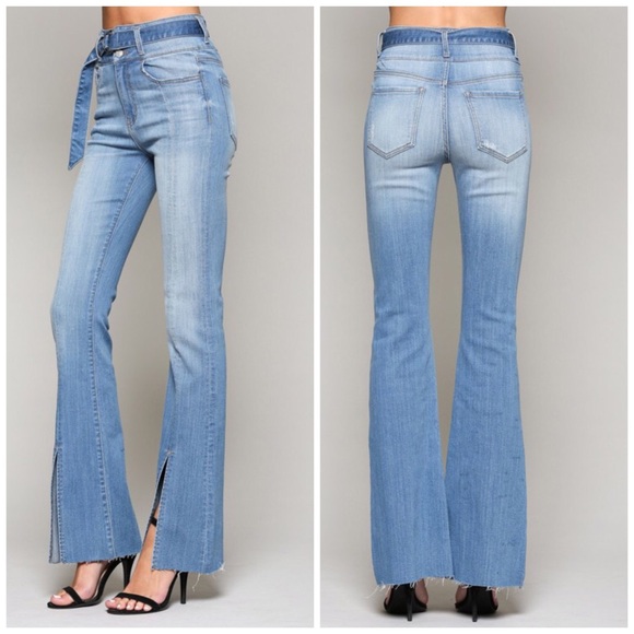 split bell bottom jeans